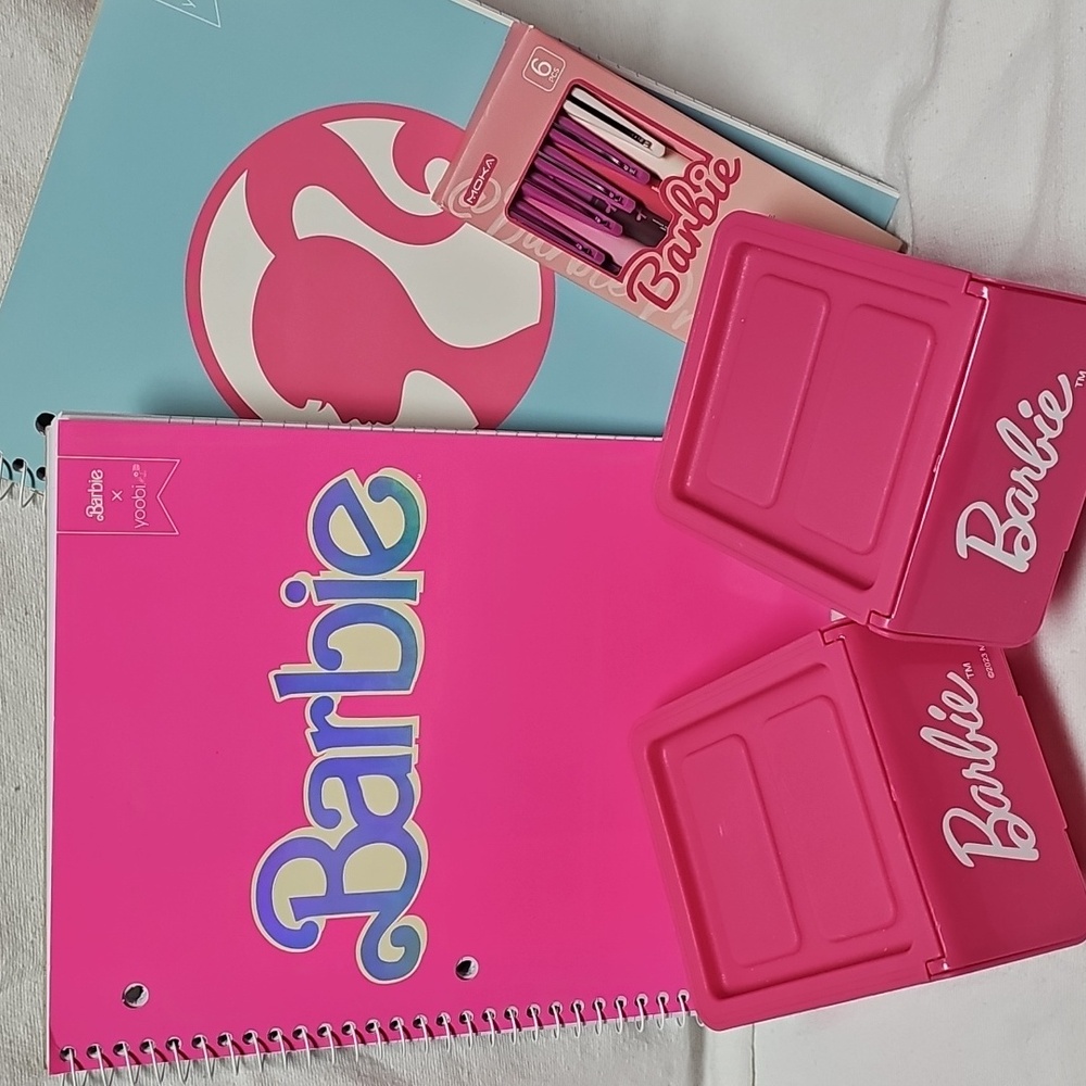 Barbie × Yoobi  Subject Notebook Journal College Ruled Holographic Barbie…
